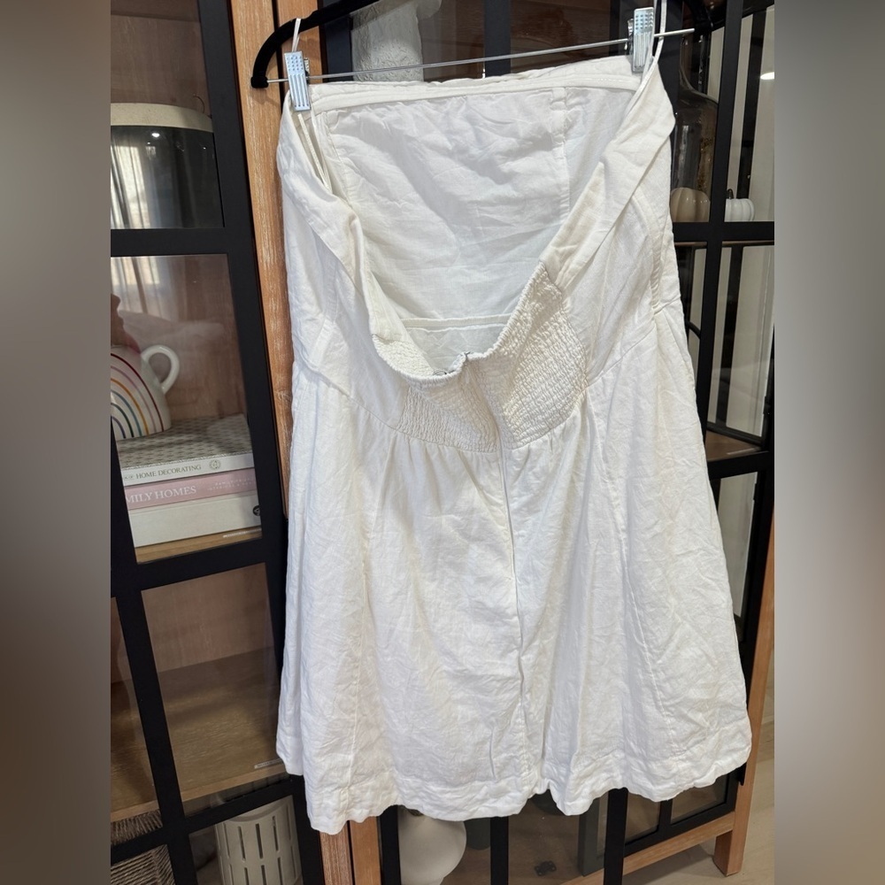 Abercrombie strapless linen mini dress lined fit & flare white bride graduation - Picture 6 of 12
